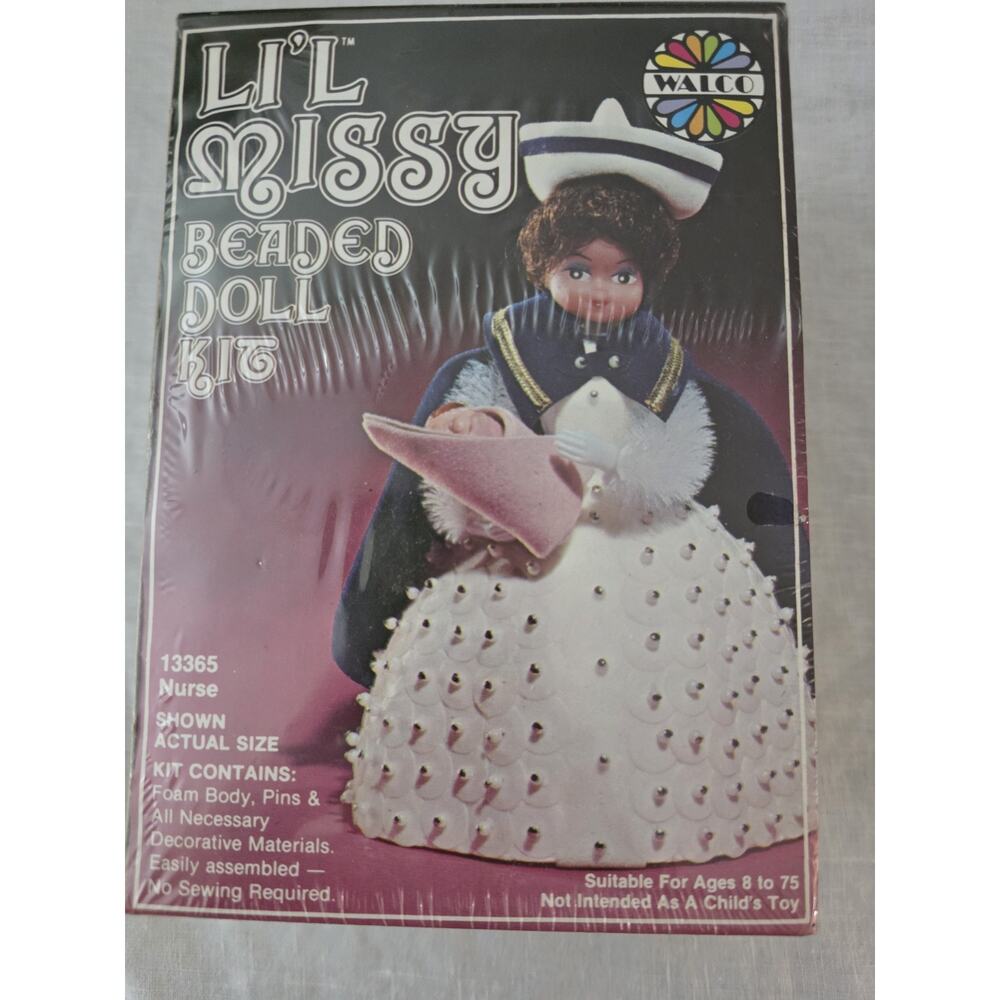 Vintage 1978 Li'l Missy Beaded Doll Kit #13365 Nurse by Holiday USA New Medical